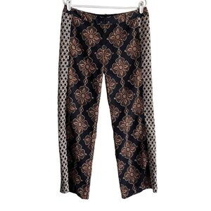 The Limited Women 6R Black Geometric Print Wide Leg Flat Front Dress Pants NWT